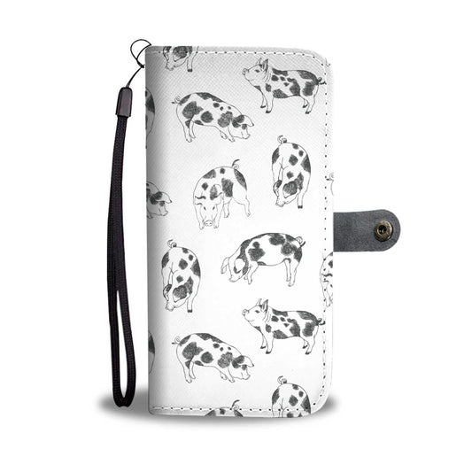 Cute pig pattern print - Wallet Phone case - myfunfarm - clothing acceessories shoes for cow lovers, pig, horse, cat, sheep, dog, chicken, goat farmer