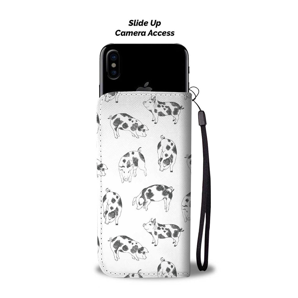 Cute pig pattern print - Wallet Phone case - myfunfarm - clothing acceessories shoes for cow lovers, pig, horse, cat, sheep, dog, chicken, goat farmer
