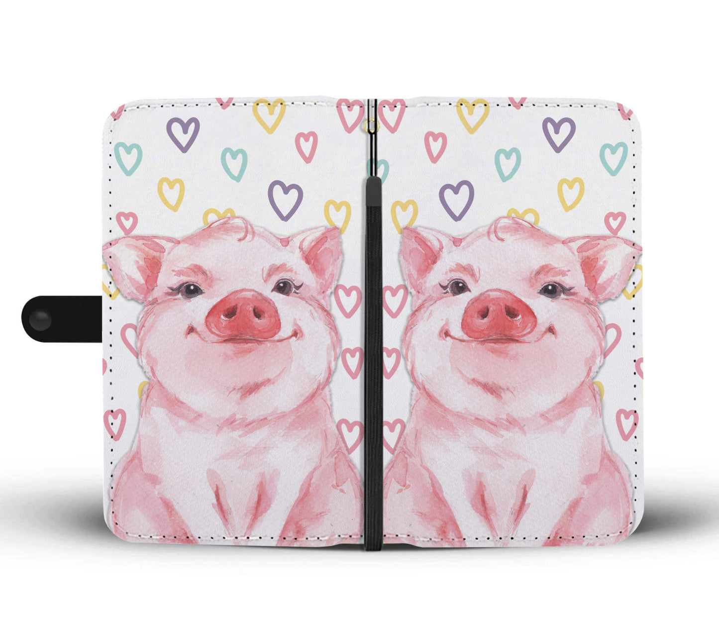 Cute pig painting print - Wallet Phone case - myfunfarm - clothing acceessories shoes for cow lovers, pig, horse, cat, sheep, dog, chicken, goat farmer