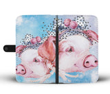Cute pig painting print - Wallet Phone case - myfunfarm - clothing acceessories shoes for cow lovers, pig, horse, cat, sheep, dog, chicken, goat farmer