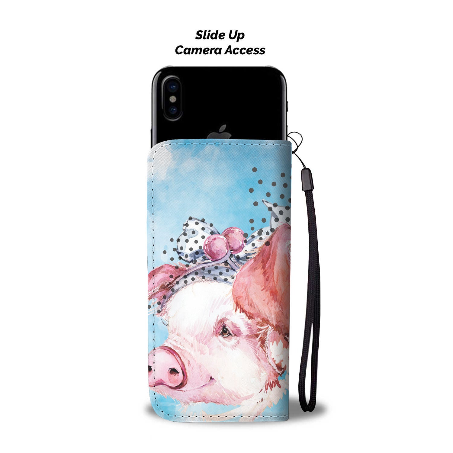 Cute pig painting print - Wallet Phone case - myfunfarm - clothing acceessories shoes for cow lovers, pig, horse, cat, sheep, dog, chicken, goat farmer
