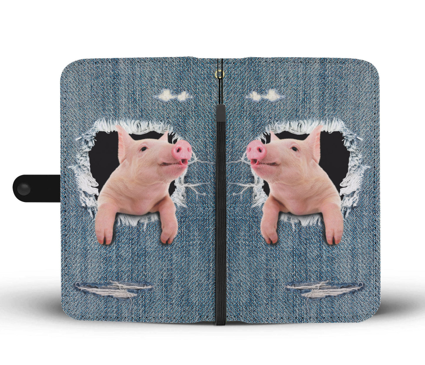 Funny pig fake jean print - Wallet Phone case - myfunfarm - clothing acceessories shoes for cow lovers, pig, horse, cat, sheep, dog, chicken, goat farmer