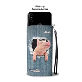 Funny pig fake jean print - Wallet Phone case - myfunfarm - clothing acceessories shoes for cow lovers, pig, horse, cat, sheep, dog, chicken, goat farmer