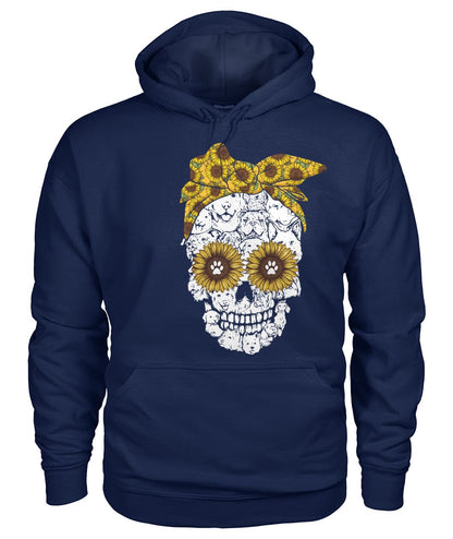 Skull sun Flowers for dog lovers - Men's and Women's t-shirt , hoodies - myfunfarm - clothing acceessories shoes for cow lovers, pig, horse, cat, sheep, dog, chicken, goat farmer