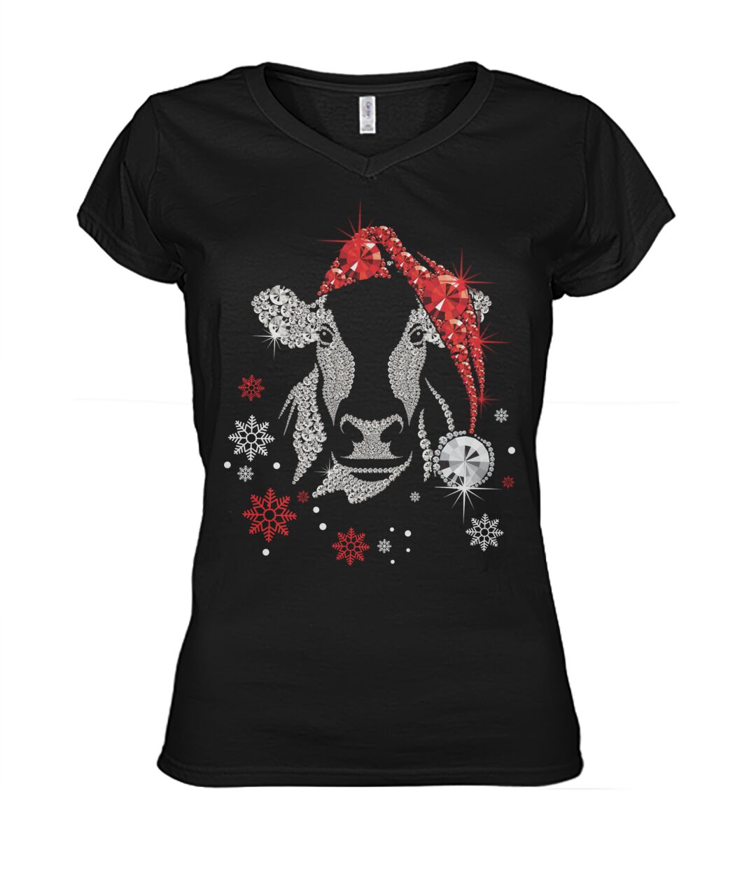 cow diamond fake christmas  - Men's and Women's t-shirt , Vneck, Hoodies - myfunfarm - clothing acceessories shoes for cow lovers, pig, horse, cat, sheep, dog, chicken, goat farmer