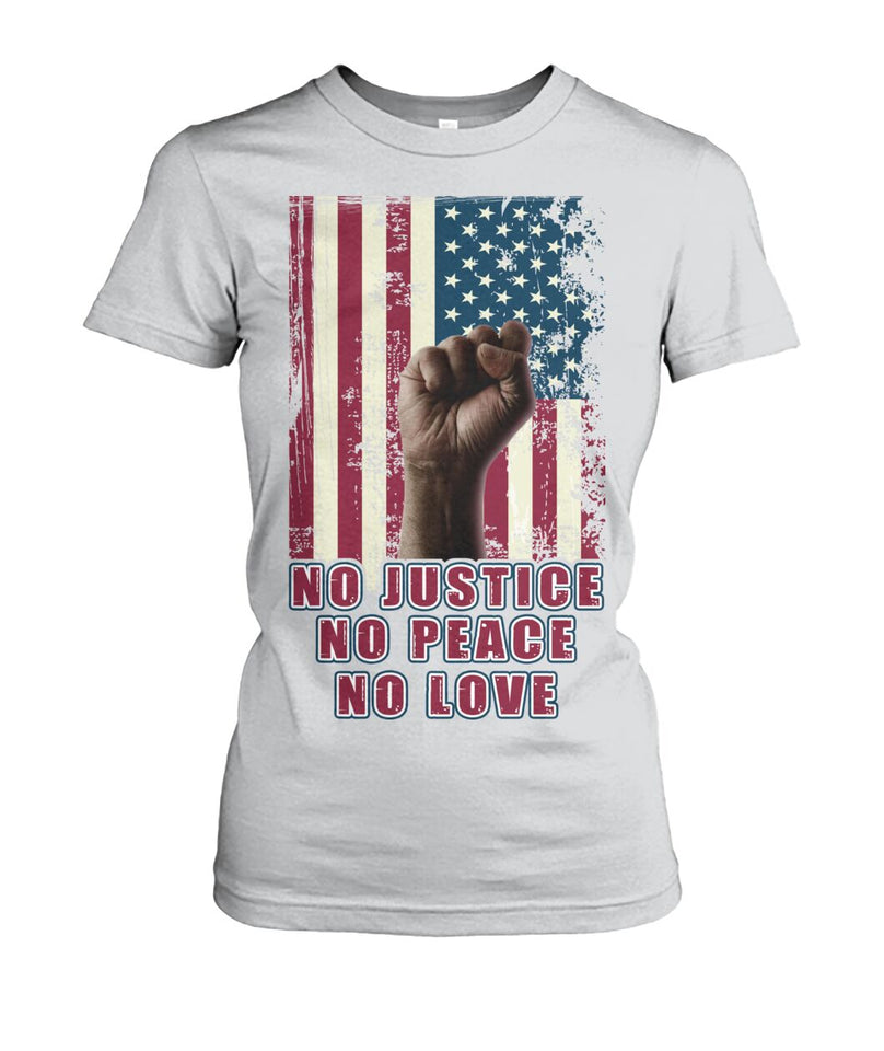 No justice no peace no love  - Men's and Women's t-shirt , Vneck, Hoodies - myfunfarm - clothing acceessories shoes for cow lovers, pig, horse, cat, sheep, dog, chicken, goat farmer