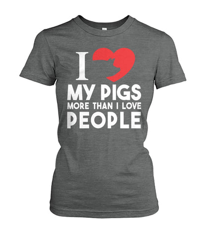 i love pig more than i love people - Men's and Women's t-shirt , Vneck, Hoodies - myfunfarm - clothing acceessories shoes for cow lovers, pig, horse, cat, sheep, dog, chicken, goat farmer