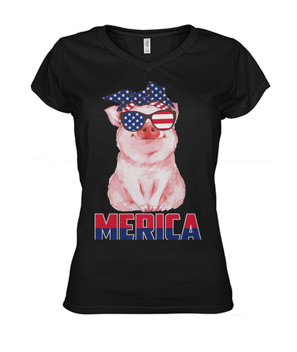 Love pig love america  - Men's and Women's t-shirt , Vneck, Hoodies - myfunfarm - clothing acceessories shoes for cow lovers, pig, horse, cat, sheep, dog, chicken, goat farmer