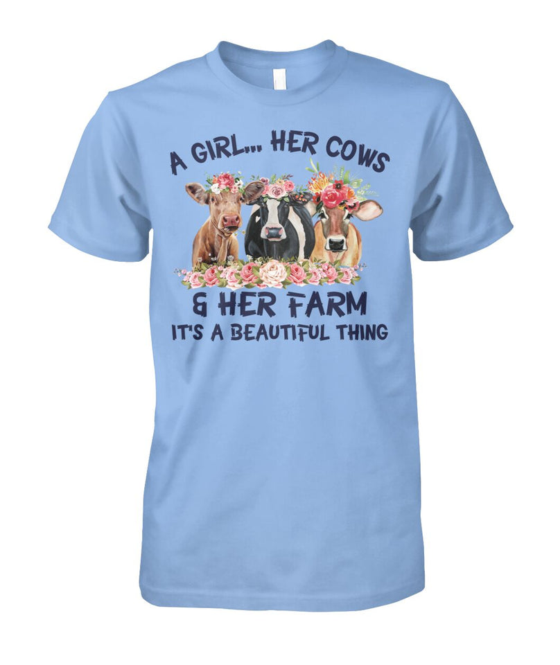 A girl ... Her cows and Her Farm - Unisex t-shirt , Hoodies