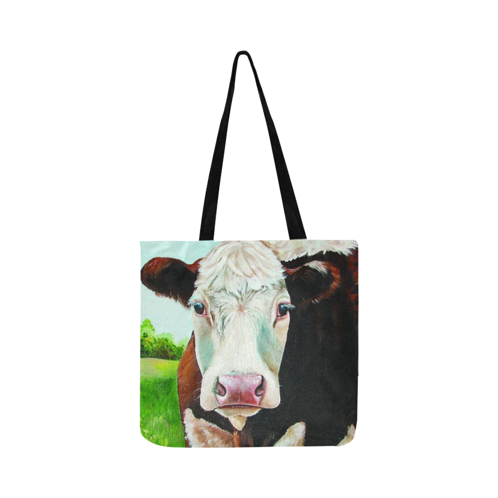 Cute cow painting print sk00006 Tote bag Reusable Shopping Bag Model 1660 (Two sides) - myfunfarm - clothing acceessories shoes for cow lovers, pig, horse, cat, sheep, dog, chicken, goat farmer