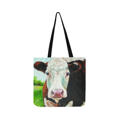 Cute cow painting print sk00006 Tote bag Reusable Shopping Bag Model 1660 (Two sides) - myfunfarm - clothing acceessories shoes for cow lovers, pig, horse, cat, sheep, dog, chicken, goat farmer