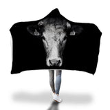 Black and White Cow - Hooded Blanket - Cow Lovers