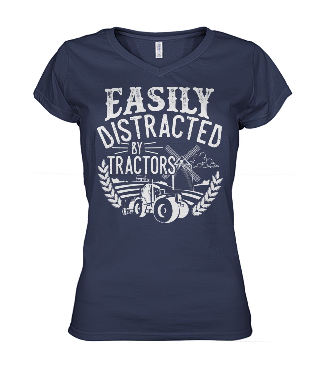 Easily distracted by tractors - Men's and Women's t-shirt , Vneck, Hoodies - myfunfarm - clothing acceessories shoes for cow lovers, pig, horse, cat, sheep, dog, chicken, goat farmer