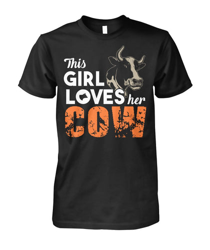 This girl who loves cows - Men's and Women's t-shirt , Vneck, Hoodies - myfunfarm - clothing acceessories shoes for cow lovers, pig, horse, cat, sheep, dog, chicken, goat farmer