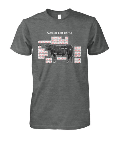 Parts of beef cattle  - Men's and Women's t-shirt , Hoodies - myfunfarm - clothing acceessories shoes for cow lovers, pig, horse, cat, sheep, dog, chicken, goat farmer