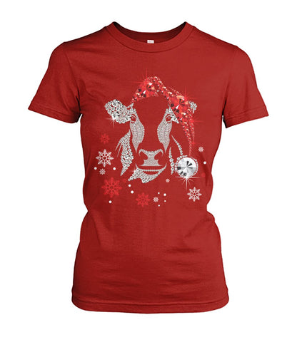 cow diamond fake christmas  - Men's and Women's t-shirt , Vneck, Hoodies - myfunfarm - clothing acceessories shoes for cow lovers, pig, horse, cat, sheep, dog, chicken, goat farmer