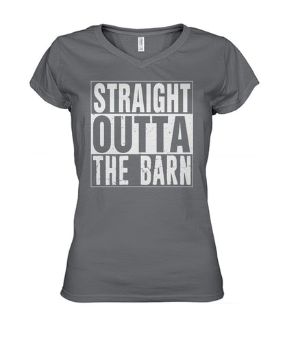 straight outta the barn  - Men's and Women's t-shirt , Vneck, Hoodies - myfunfarm - clothing acceessories shoes for cow lovers, pig, horse, cat, sheep, dog, chicken, goat farmer