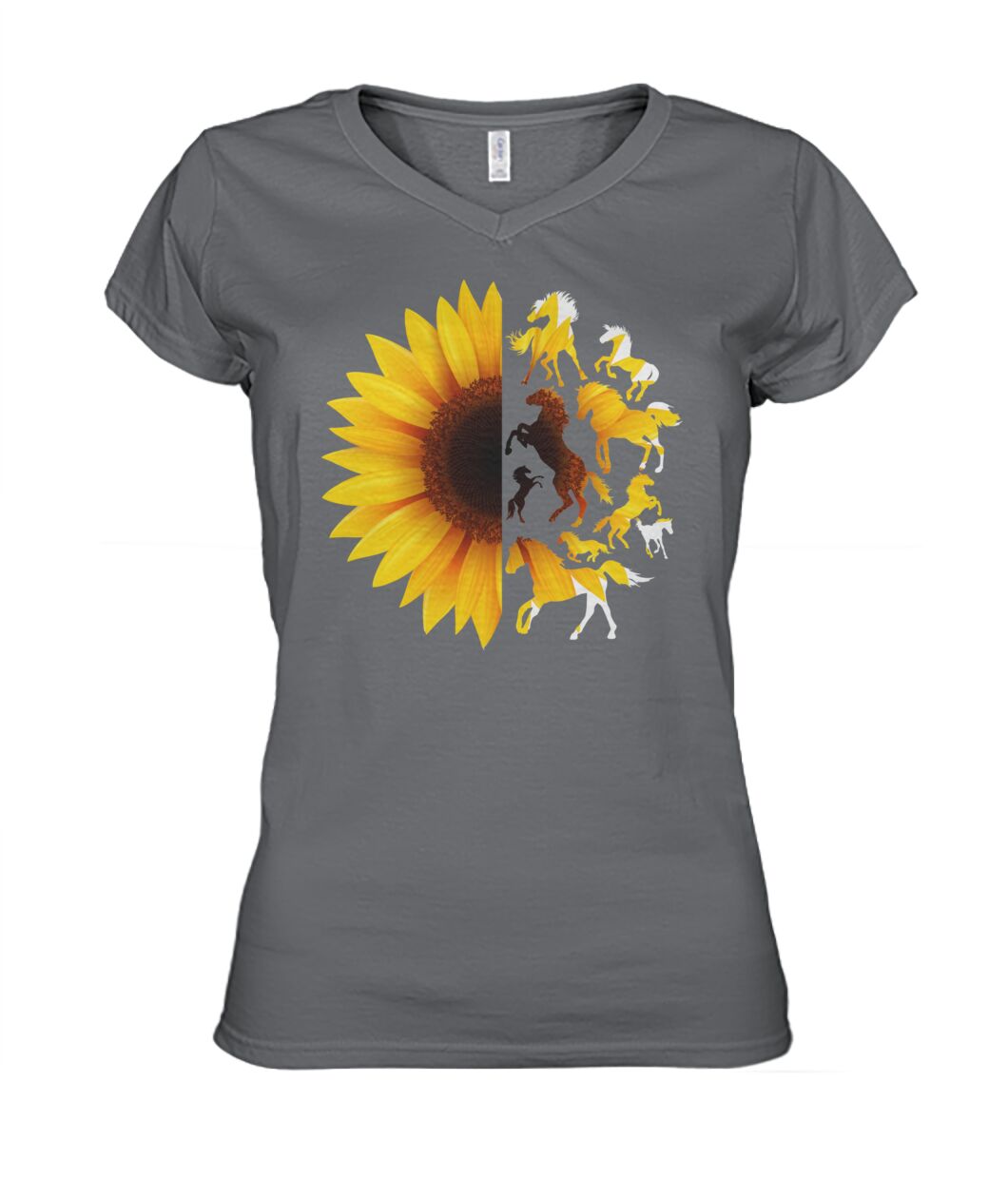 Horse sunflowers - Men's and Women's t-shirt , Vneck, Hoodies - myfunfarm - clothing acceessories shoes for cow lovers, pig, horse, cat, sheep, dog, chicken, goat farmer