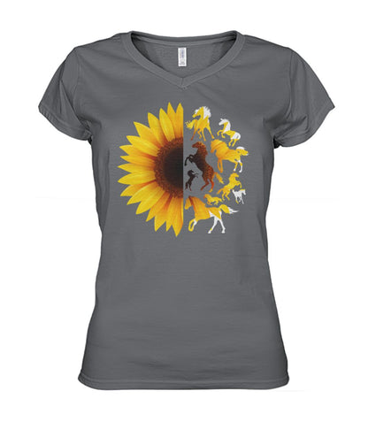 Horse sunflowers - Men's and Women's t-shirt , Vneck, Hoodies - myfunfarm - clothing acceessories shoes for cow lovers, pig, horse, cat, sheep, dog, chicken, goat farmer