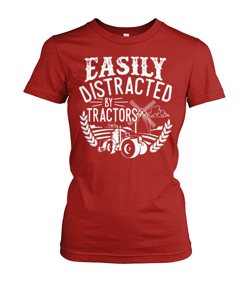 Easily distracted by tractors - Men's and Women's t-shirt , Vneck, Hoodies - myfunfarm - clothing acceessories shoes for cow lovers, pig, horse, cat, sheep, dog, chicken, goat farmer