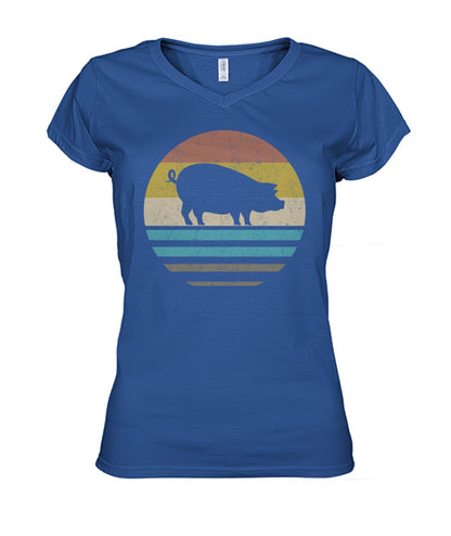 Vintage print pig - Men's and Women's t-shirt , Vneck, Hoodies - myfunfarm - clothing acceessories shoes for cow lovers, pig, horse, cat, sheep, dog, chicken, goat farmer