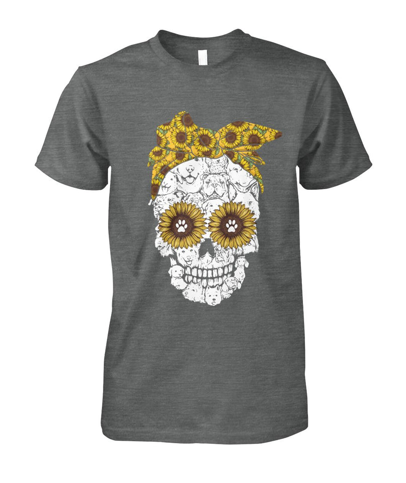 Skull sun Flowers for dog lovers - Men's and Women's t-shirt , hoodies - myfunfarm - clothing acceessories shoes for cow lovers, pig, horse, cat, sheep, dog, chicken, goat farmer