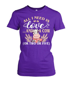 All i need i love and cows - Men's and Women's t-shirt , Vneck, Hoodies - myfunfarm - clothing acceessories shoes for cow lovers, pig, horse, cat, sheep, dog, chicken, goat farmer