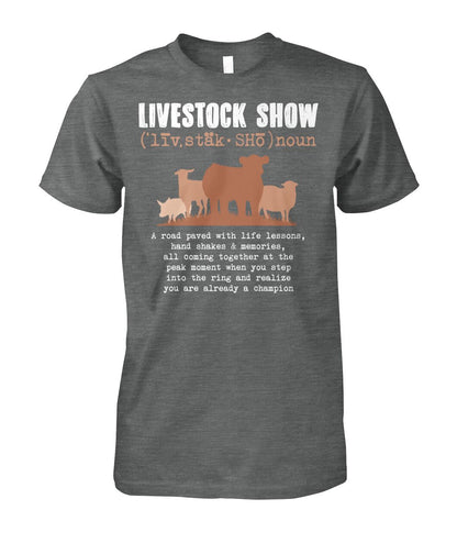 Livestock show - Men's and Women's t-shirt , Vneck, Hoodies - myfunfarm - clothing acceessories shoes for cow lovers, pig, horse, cat, sheep, dog, chicken, goat farmer