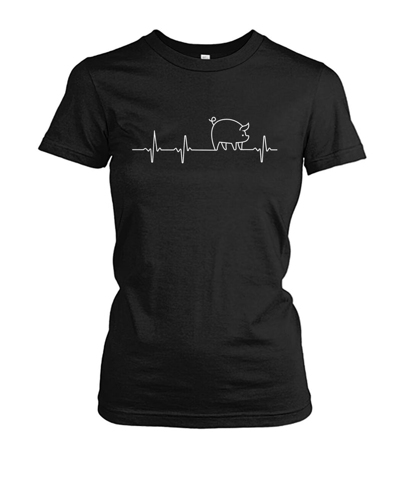 Heart beat Pig Lovers - Men's and Women's t-shirt , Vneck, Hoodies - myfunfarm - clothing acceessories shoes for cow lovers, pig, horse, cat, sheep, dog, chicken, goat farmer
