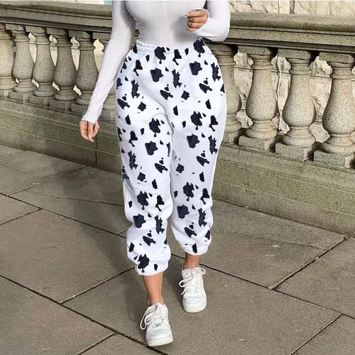 Pattern Cow Print Pants Joggers Women - myfunfarm - clothing acceessories shoes for cow lovers, pig, horse, cat, sheep, dog, chicken, goat farmer