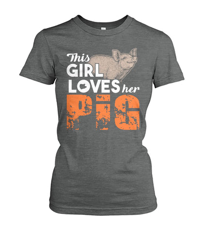 This girl loves her pigs - Men's and Women's t-shirt , Vneck, Hoodies - myfunfarm - clothing acceessories shoes for cow lovers, pig, horse, cat, sheep, dog, chicken, goat farmer