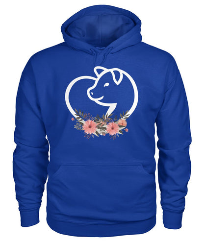 Heart flowers Pig - Men's and Women's t-shirt , Vneck, Hoodies - myfunfarm - clothing acceessories shoes for cow lovers, pig, horse, cat, sheep, dog, chicken, goat farmer