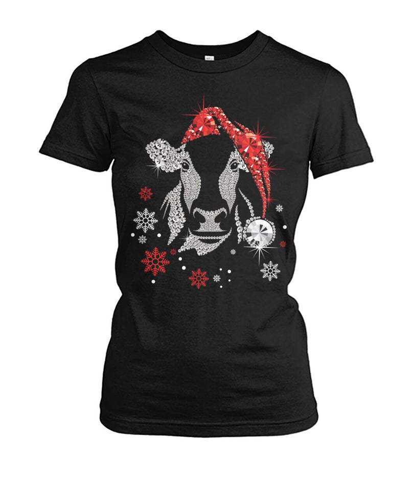 cow diamond fake christmas  - Men's and Women's t-shirt , Vneck, Hoodies - myfunfarm - clothing acceessories shoes for cow lovers, pig, horse, cat, sheep, dog, chicken, goat farmer