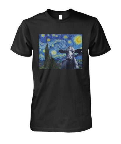 Van-gogh-painting Angus black - Men's and Women's t-shirt , Vneck, Hoodies - myfunfarm - clothing acceessories shoes for cow lovers, pig, horse, cat, sheep, dog, chicken, goat farmer