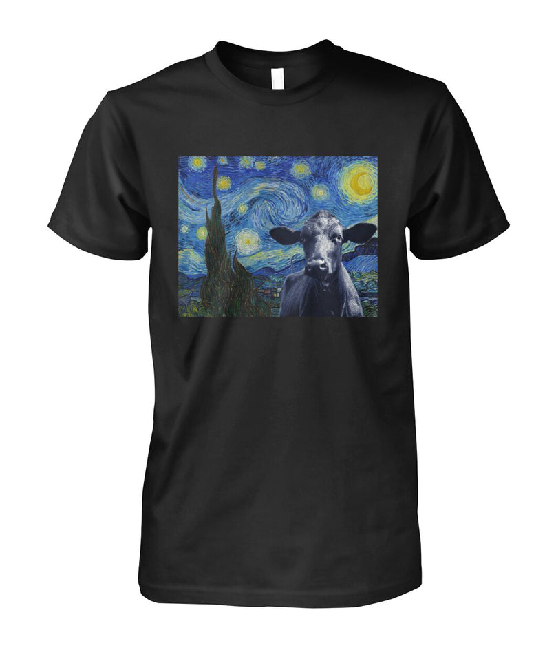Van-gogh-painting Angus black - Men's and Women's t-shirt , Vneck, Hoodies - myfunfarm - clothing acceessories shoes for cow lovers, pig, horse, cat, sheep, dog, chicken, goat farmer