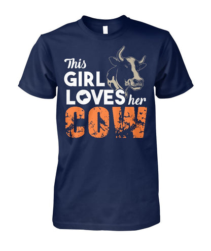 This girl who loves cows - Men's and Women's t-shirt , Vneck, Hoodies - myfunfarm - clothing acceessories shoes for cow lovers, pig, horse, cat, sheep, dog, chicken, goat farmer
