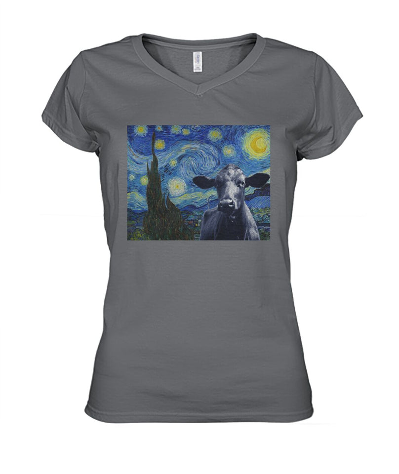 Van-gogh-painting Angus black - Men's and Women's t-shirt , Vneck, Hoodies - myfunfarm - clothing acceessories shoes for cow lovers, pig, horse, cat, sheep, dog, chicken, goat farmer