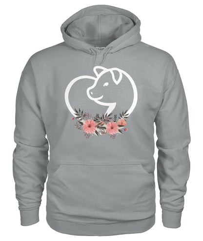 Heart flowers Pig - Men's and Women's t-shirt , Vneck, Hoodies - myfunfarm - clothing acceessories shoes for cow lovers, pig, horse, cat, sheep, dog, chicken, goat farmer
