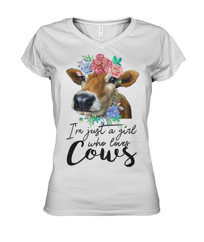 I'm just a girl who loves cows - Men's and Women's t-shirt , Vneck, Hoodies - myfunfarm - clothing acceessories shoes for cow lovers, pig, horse, cat, sheep, dog, chicken, goat farmer