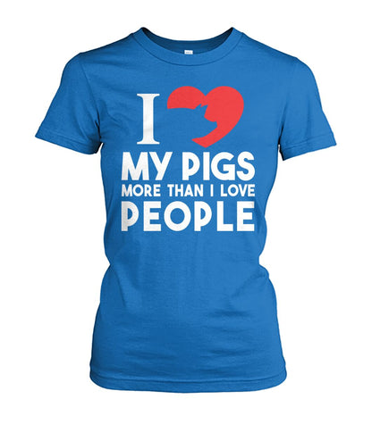 i love pig more than i love people - Men's and Women's t-shirt , Vneck, Hoodies - myfunfarm - clothing acceessories shoes for cow lovers, pig, horse, cat, sheep, dog, chicken, goat farmer