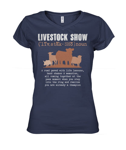 Livestock show - Men's and Women's t-shirt , Vneck, Hoodies - myfunfarm - clothing acceessories shoes for cow lovers, pig, horse, cat, sheep, dog, chicken, goat farmer