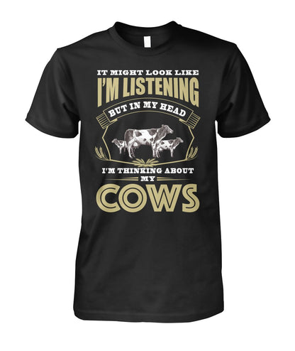i might look like i'm listening  - Men's and Women's t-shirt , Vneck, Hoodies - myfunfarm - clothing acceessories shoes for cow lovers, pig, horse, cat, sheep, dog, chicken, goat farmer