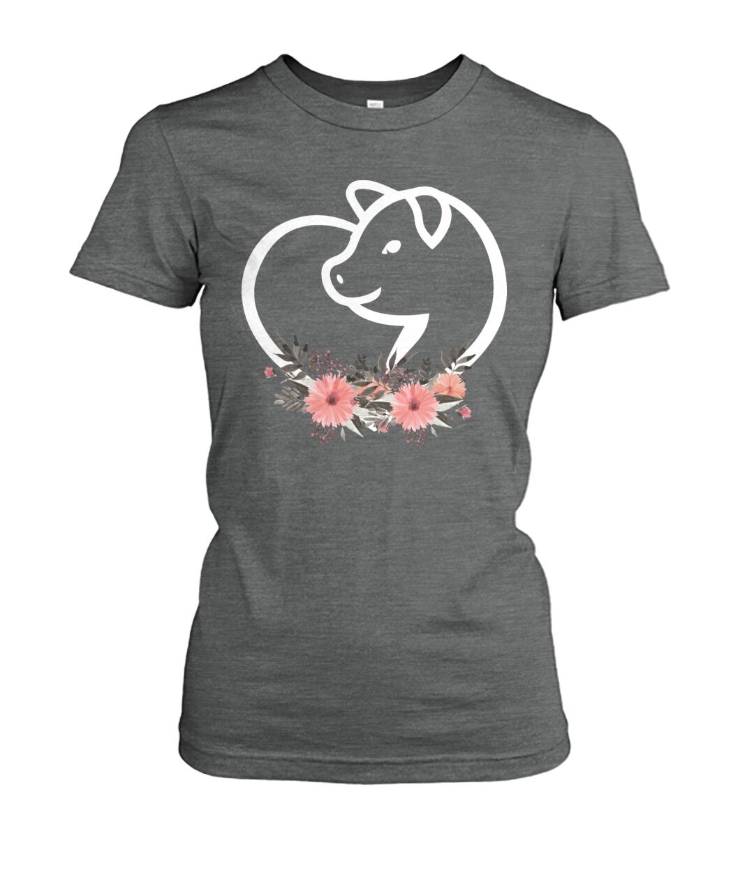 Heart flowers Pig - Men's and Women's t-shirt , Vneck, Hoodies - myfunfarm - clothing acceessories shoes for cow lovers, pig, horse, cat, sheep, dog, chicken, goat farmer
