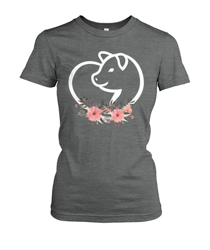 Heart flowers Pig - Men's and Women's t-shirt , Vneck, Hoodies - myfunfarm - clothing acceessories shoes for cow lovers, pig, horse, cat, sheep, dog, chicken, goat farmer