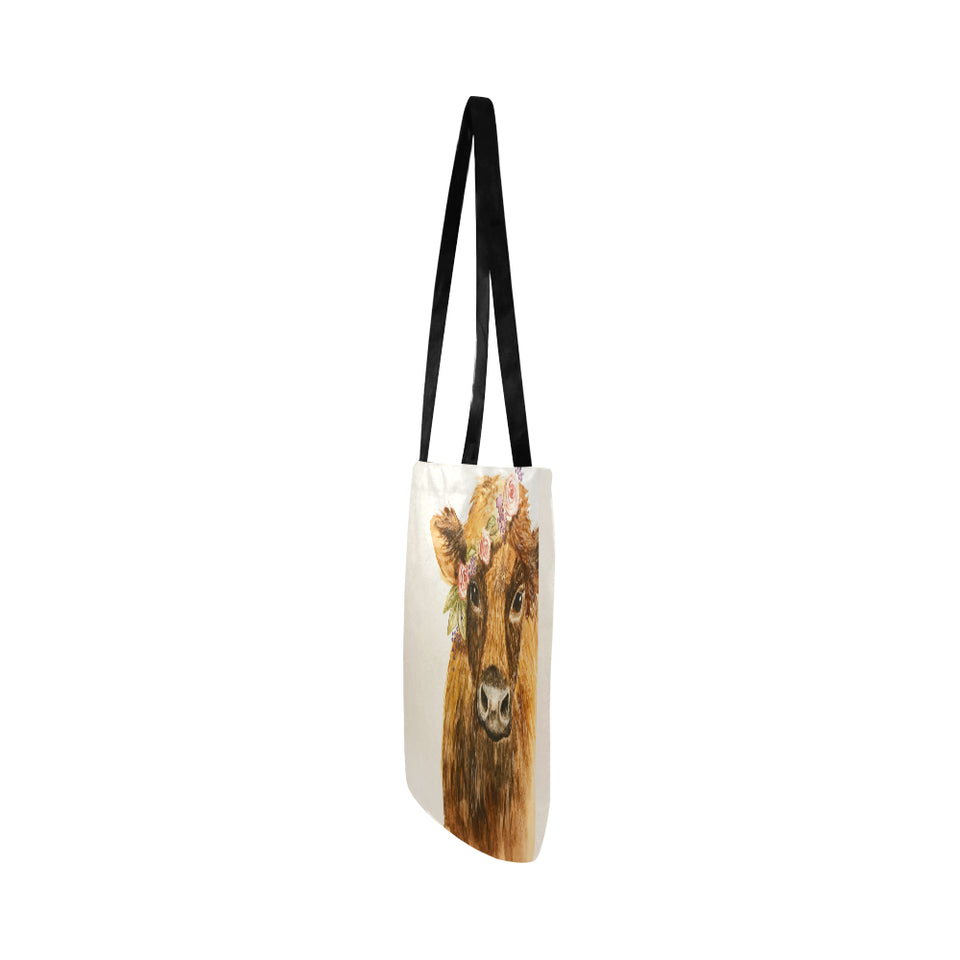 Cute highland cattle print Tote bag sk00020 Reusable Shopping Bag Model 1660 (Two sides) - myfunfarm - clothing acceessories shoes for cow lovers, pig, horse, cat, sheep, dog, chicken, goat farmer