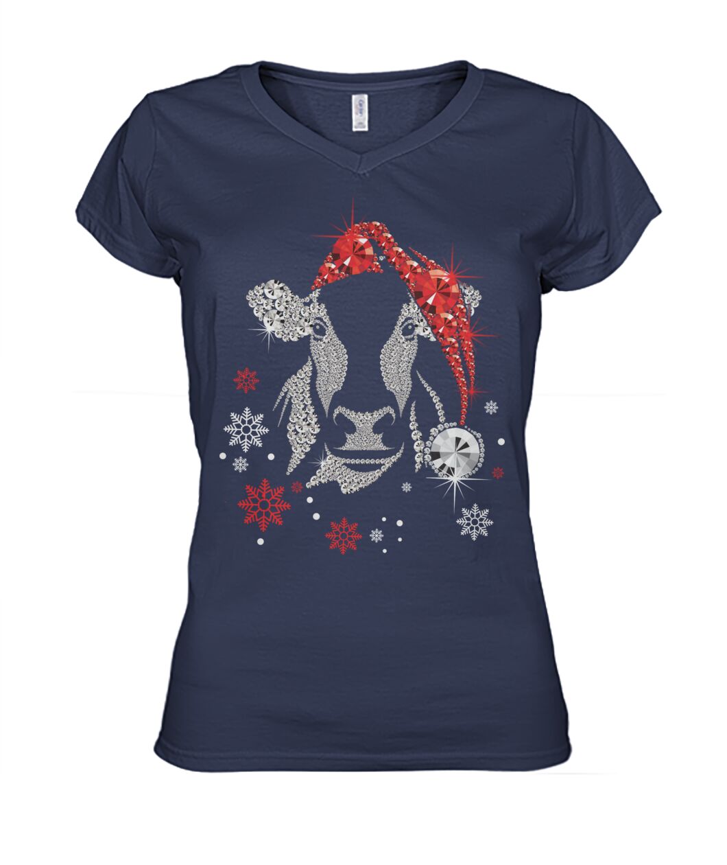 cow diamond fake christmas  - Men's and Women's t-shirt , Vneck, Hoodies - myfunfarm - clothing acceessories shoes for cow lovers, pig, horse, cat, sheep, dog, chicken, goat farmer