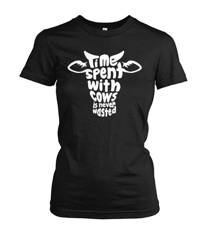 time spent with cows  - Men's and Women's t-shirt , Vneck, Hoodies - myfunfarm - clothing acceessories shoes for cow lovers, pig, horse, cat, sheep, dog, chicken, goat farmer