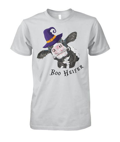 boo heifer - Men's and Women's t-shirt , Vneck, Hoodies - myfunfarm - clothing acceessories shoes for cow lovers, pig, horse, cat, sheep, dog, chicken, goat farmer