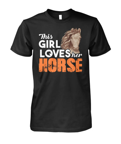 This girl loves her horse- Men's and Women's t-shirt , Vneck, Hoodies - myfunfarm - clothing acceessories shoes for cow lovers, pig, horse, cat, sheep, dog, chicken, goat farmer
