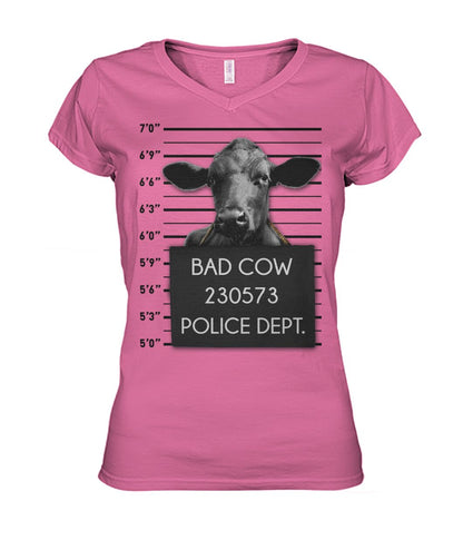 Bad cow - Men's and Women's t-shirt , Vneck, Hoodies - myfunfarm - clothing acceessories shoes for cow lovers, pig, horse, cat, sheep, dog, chicken, goat farmer
